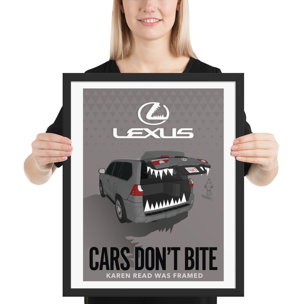 Microdots Framed "Cars Don't Bite" Artwork Poster