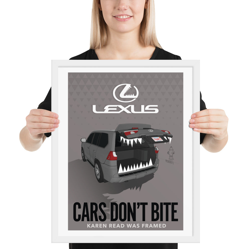 Microdots Framed "Cars Don't Bite" Artwork Poster
