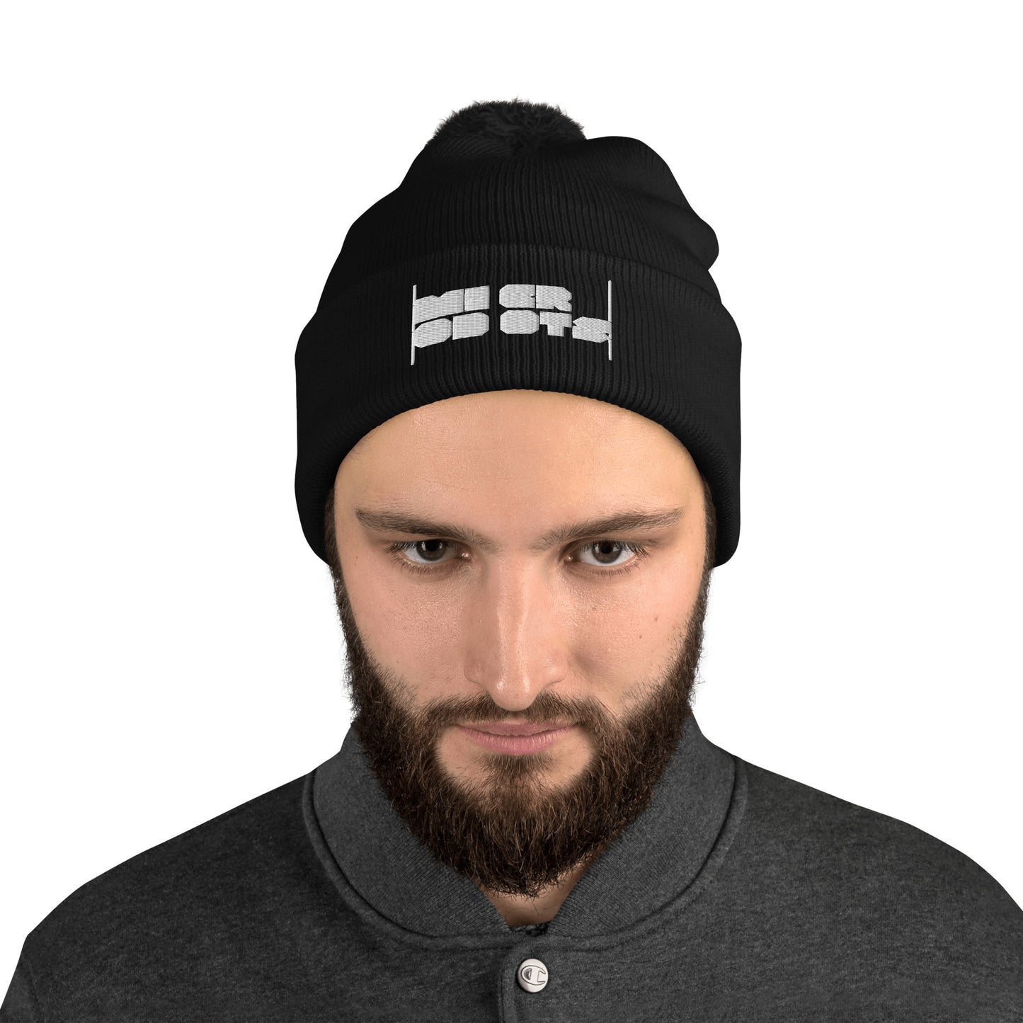 Microdots Bar Logo - Pom-Pom Beanie