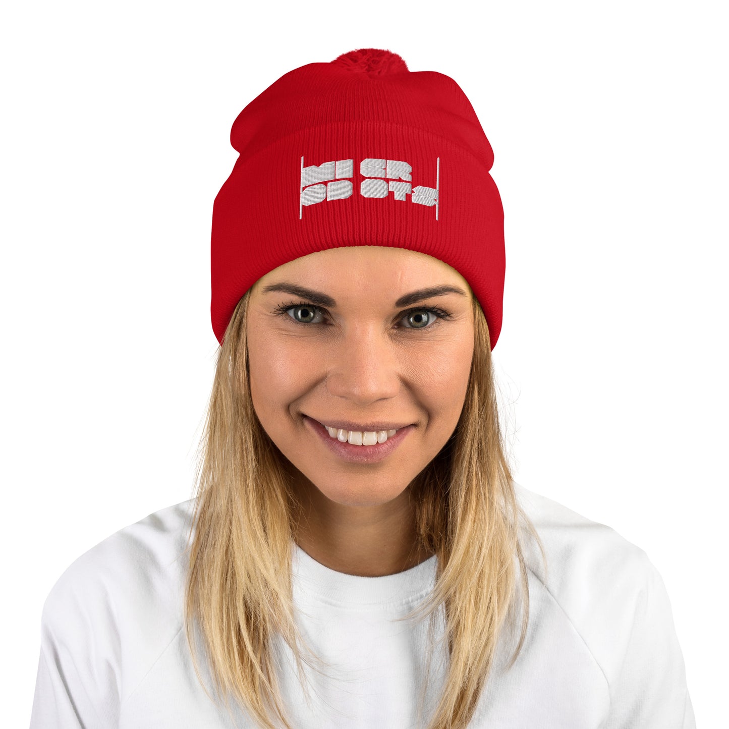 Microdots Bar Logo - Pom-Pom Beanie