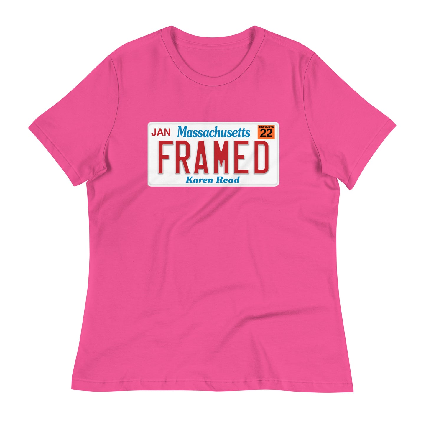 Pink Microdots Karen Read "FRAMED" Plate Design - Women's T-Shirt