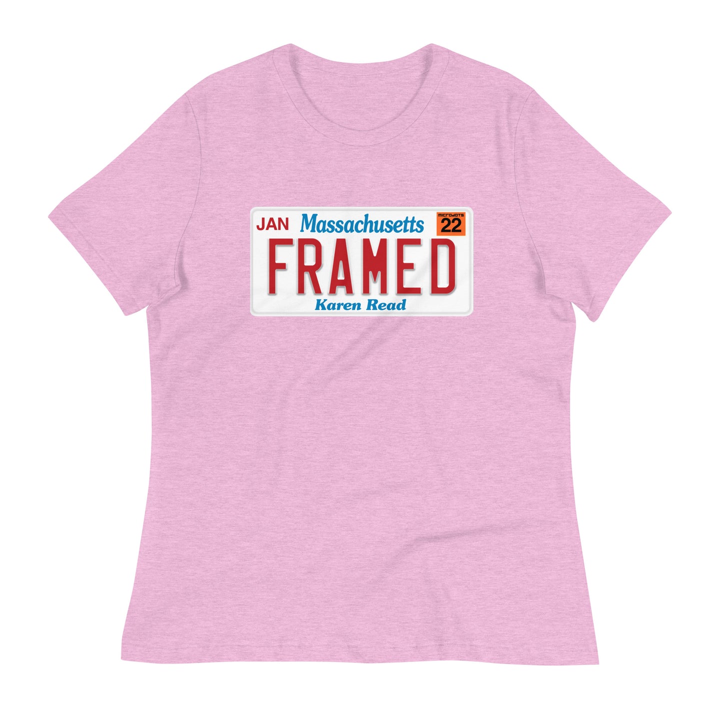 Pink Microdots Karen Read "FRAMED" Plate Design - Women's T-Shirt