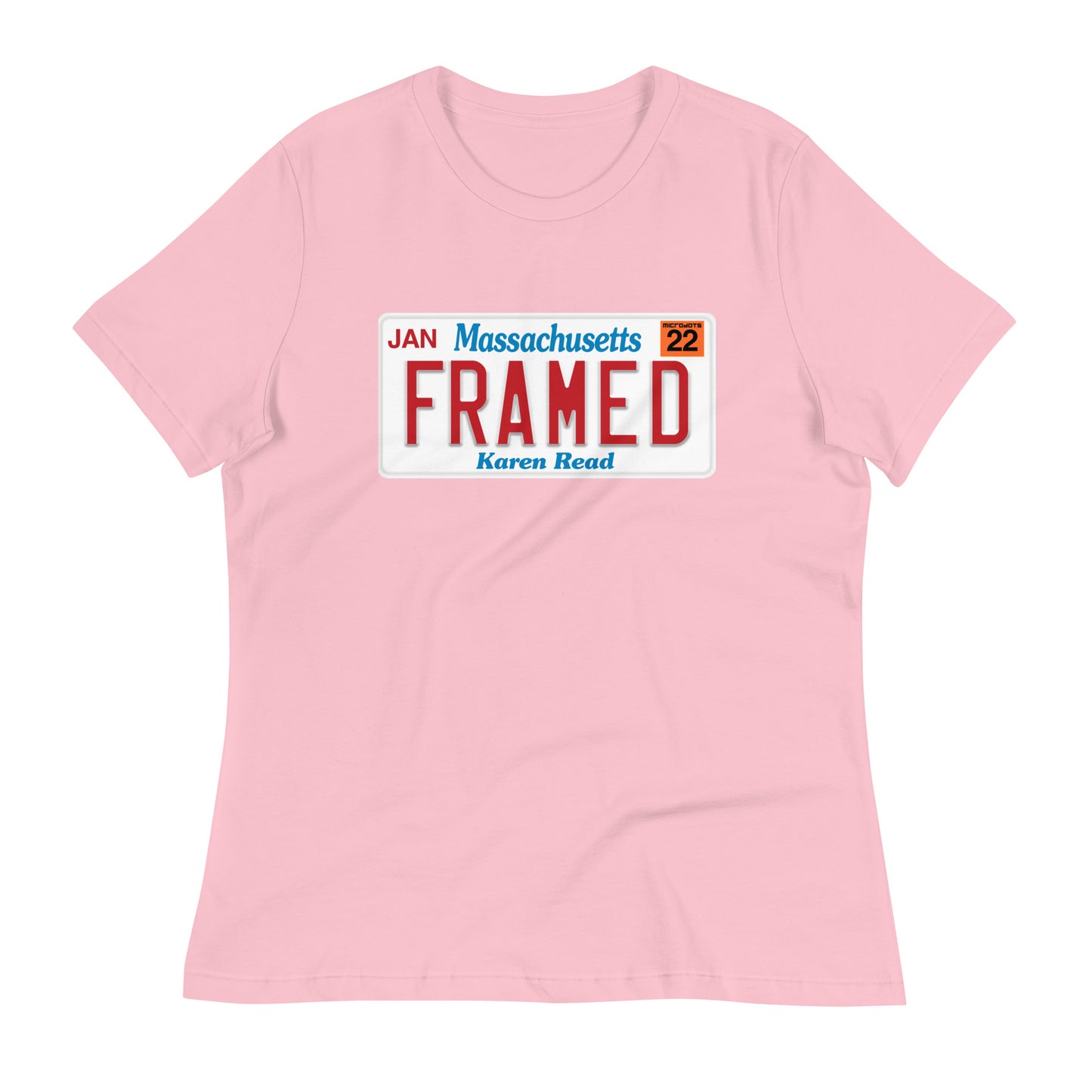 Pink Microdots Karen Read "FRAMED" Plate Design - Women's T-Shirt